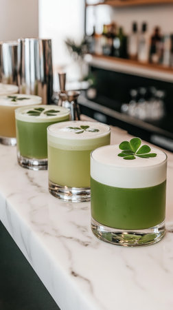 glass with alcoholic cocktail on the bar counter.の素材