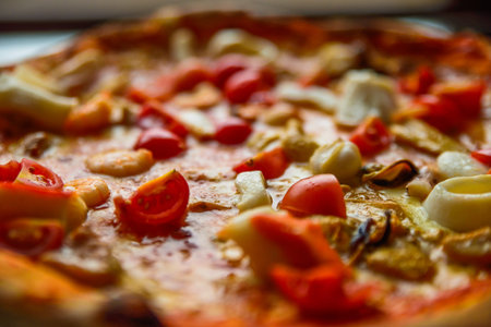 freshly baked pizzaの写真素材