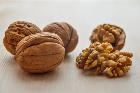 Walnuts on a cutting board