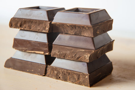 Pieces of dark chocolateの写真素材