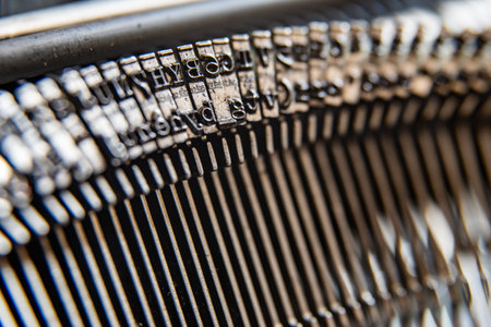 characters of an old typewriter, taken up close