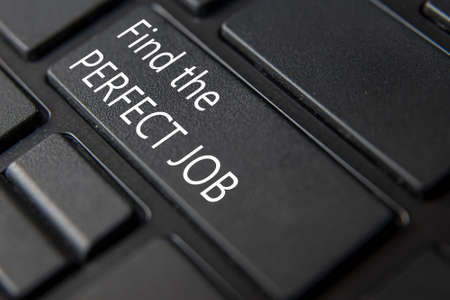 Keyboard key, with Find the perfect job inscriptionの写真素材