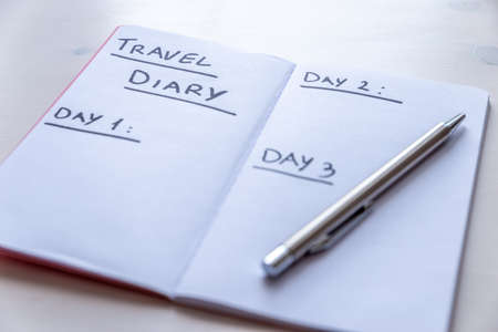 vacation, holidays, journey, diary, planning, organization, memory, feelings, sensations, adventure, memories, fun, emotions, days, travelogue, travel, holiday, paper, notebook, pen, glasses, sea, mouの写真素材