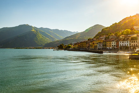 The town of Domaso, on Lake Como, on a summer day.