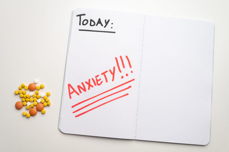 Journal page, with the word Anxiety, and medicines next to it.