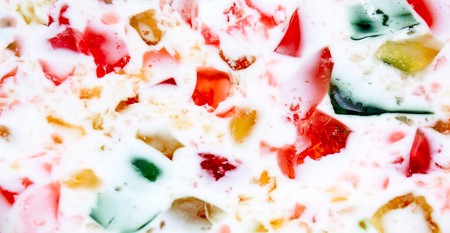 Multi-coloured jelly red, yellow, green on a white backgroundの写真素材