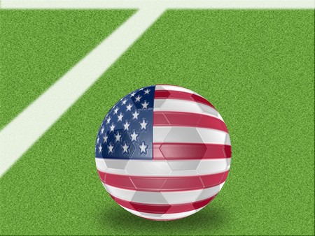  Soccer ball with shade isolated on grass backgroundの写真素材