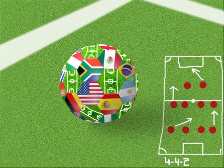  Soccer ball with shade isolated on grass backgroundの写真素材