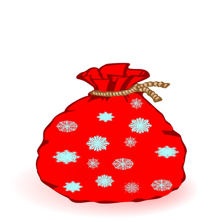 Vector illustration a New Year's sack with snowflakes on a white backgroundのイラスト素材