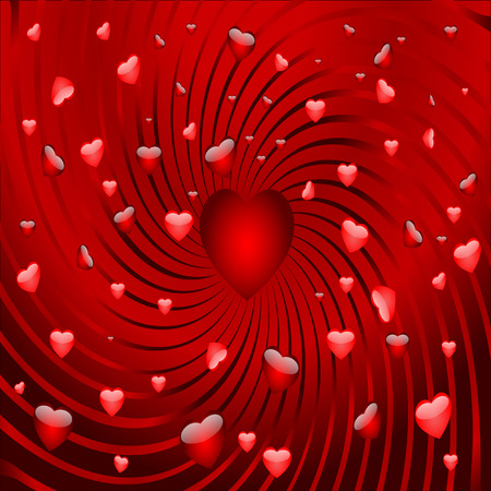 Card with hearts and abstract red backgroundのイラスト素材