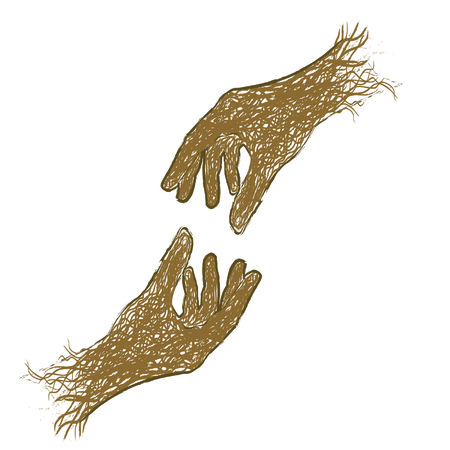 Hand of the person on isolated white backgroundのイラスト素材