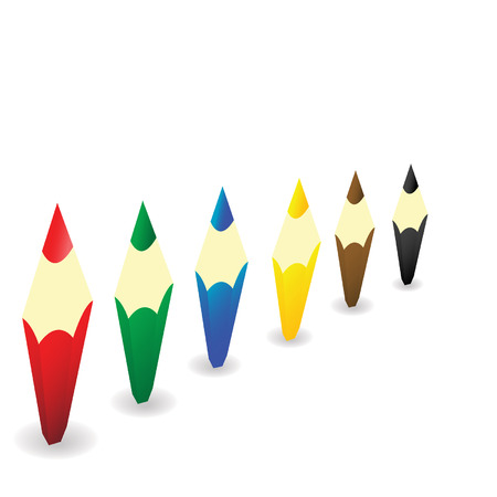Multi-coloured wooden pencils rowedのイラスト素材