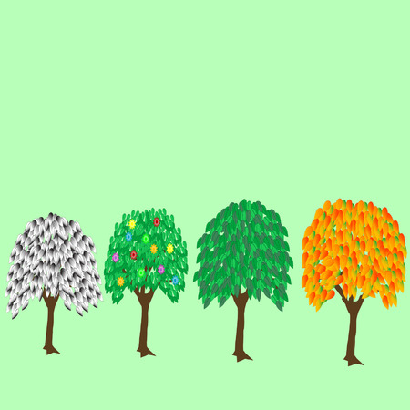 Illustration trees with foliage on white backgroundのイラスト素材