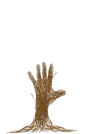 Hand of the person from brown branches of a rodのイラスト素材