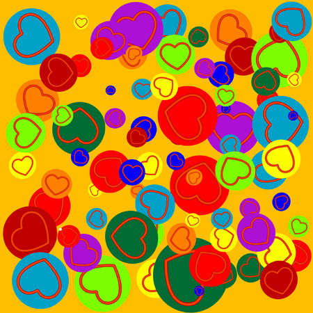 Various hearts on yellow backgroundのイラスト素材