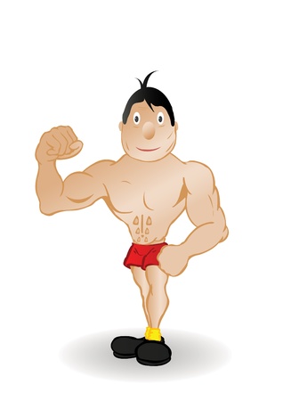 Vector illustration the body builder in red pants.のイラスト素材