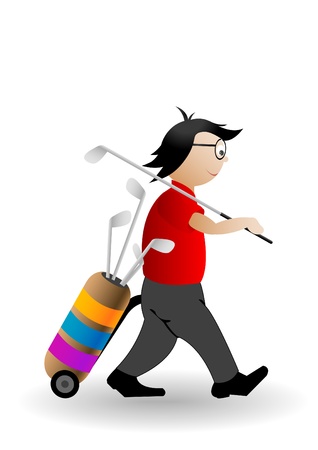 Vector illustration the player of a golf with sticks.のイラスト素材