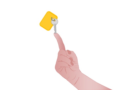 Vector illustration a female hand with key on a white backgroundのイラスト素材