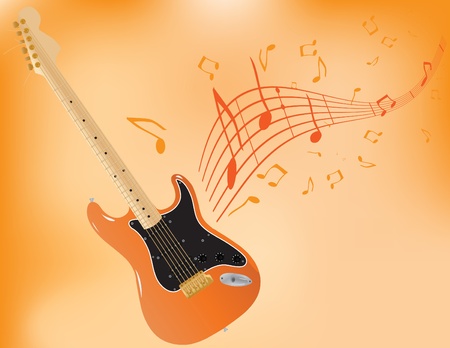 Vector abstract background with patterns, notes and a guitarのイラスト素材