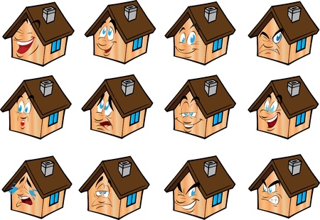  Set vector illustrations little house のイラスト素材