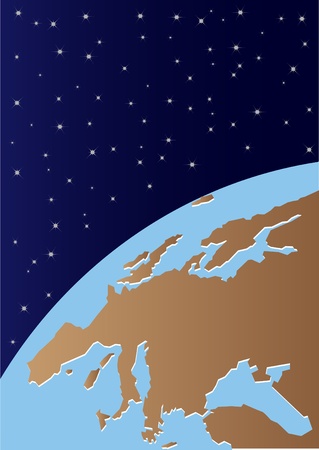 Vector a part of globe against the star skyのイラスト素材