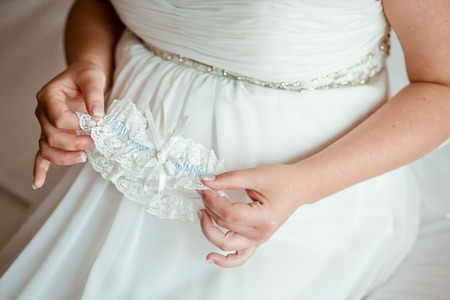 Hands rings flowers wedding brideの写真素材