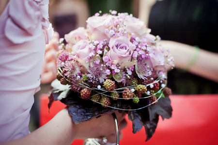 Flowers wedding bride rings groomの写真素材