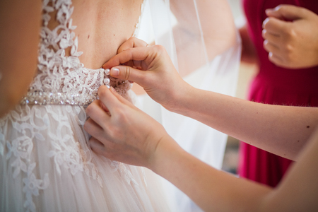 getting ready bride groom dressの写真素材