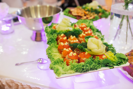 catering wedding buffet food tableの写真素材