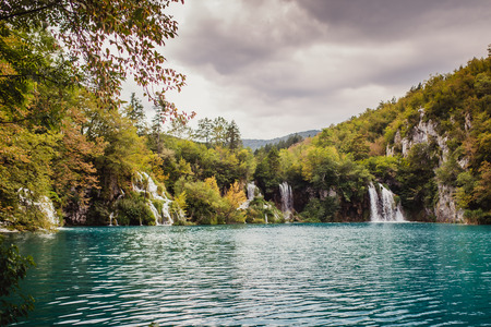 waterfall nature croatia water plitvizeの写真素材