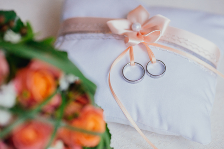 flowers bride wedding rings groomの写真素材
