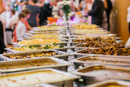 catering wedding buffet food tableの写真素材