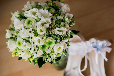 Flowers wedding bride rings bouquetの写真素材