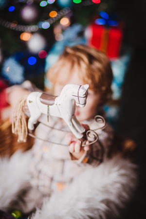 baby boy and christmas backgroundの写真素材