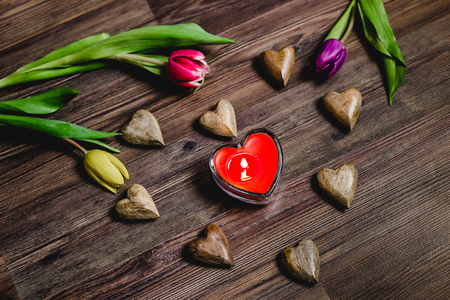 wooden hearts for valentines dayの写真素材