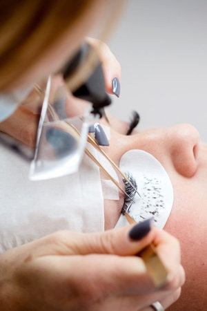 procedure in beauty spa salon, lashes