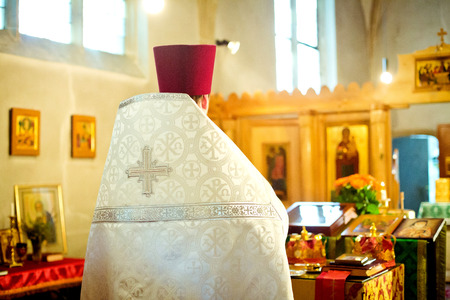 russian church orthodox wedding ceremony.の写真素材