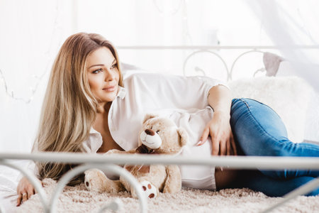 beauty portrait of sexy pregnant glamour woman