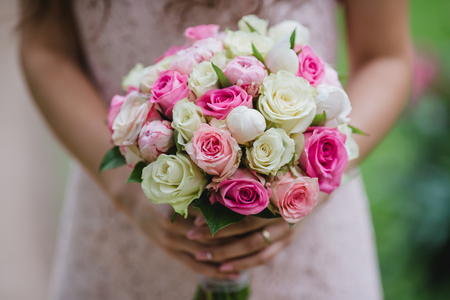 wedding flowers bride bouquet ringsの写真素材