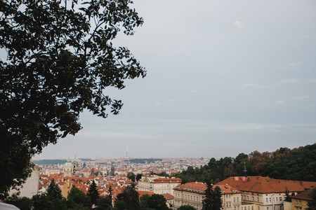 prague town czech republic bridgeの写真素材