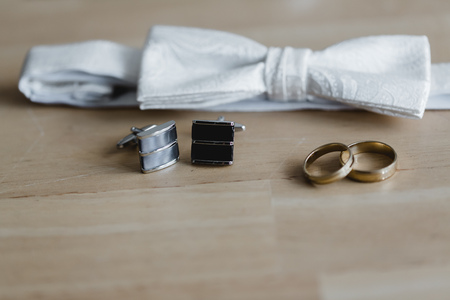 getting ready groom bride weddingの写真素材