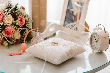 wedding flowers bride bouquet ringsの写真素材