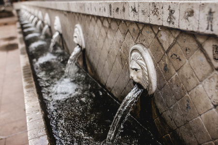 old lion fountain crete greeceの写真素材