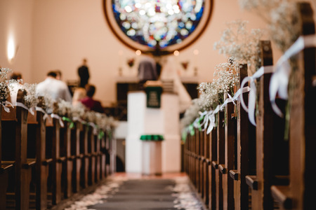 church wedding ceremony flowers decorの写真素材