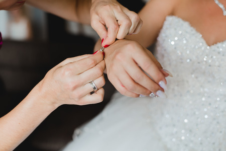 getting ready groom bride weddingの写真素材