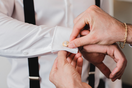 getting ready groom bride weddingの写真素材