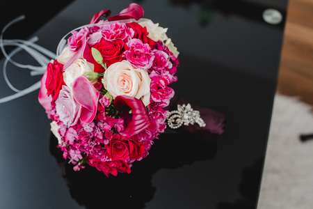 wedding flowers bride bouquet ringsの写真素材