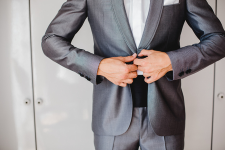 groom getting ready for weddingの写真素材