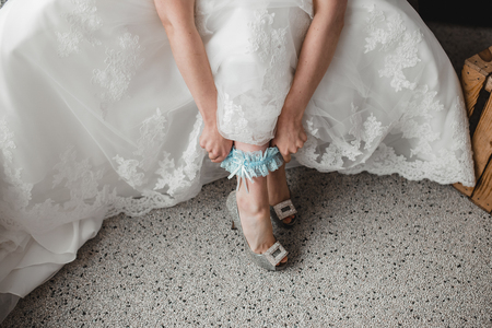 getting ready groom bride weddingの写真素材