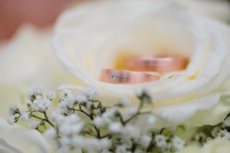 wedding flowers bride bouquet ringsの写真素材
